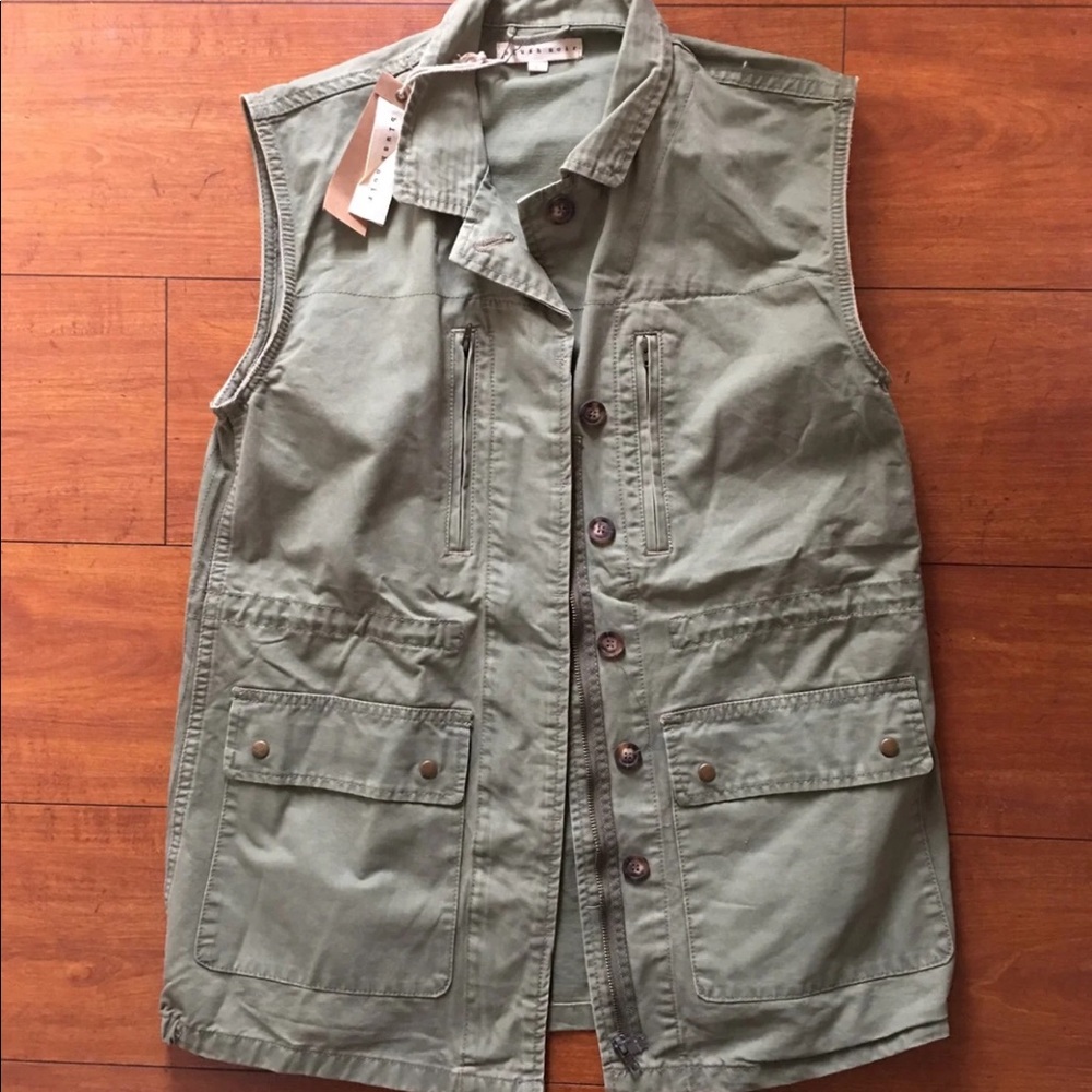Boutique Olive Green Utility Vest Size L
